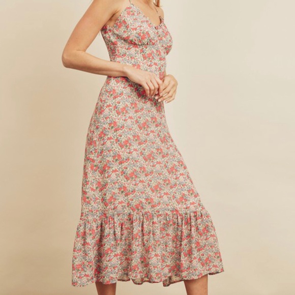 Sweet Rose Ruffled Midi Dress - Picture 3 of 14